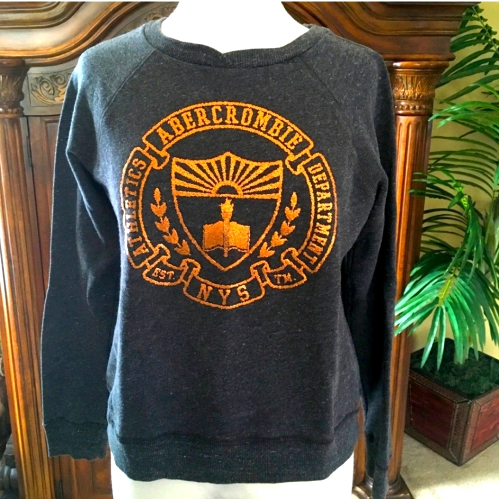 Abercrombie and Fitch Grey crewneck sweatshirt with Bronze Graffic Size Large